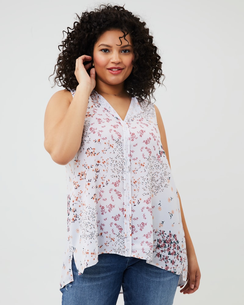 Front of plus size Carolina Sleeveless Blouse by Downing Studio | Dia&Co | dia_product_style_image_id:156581